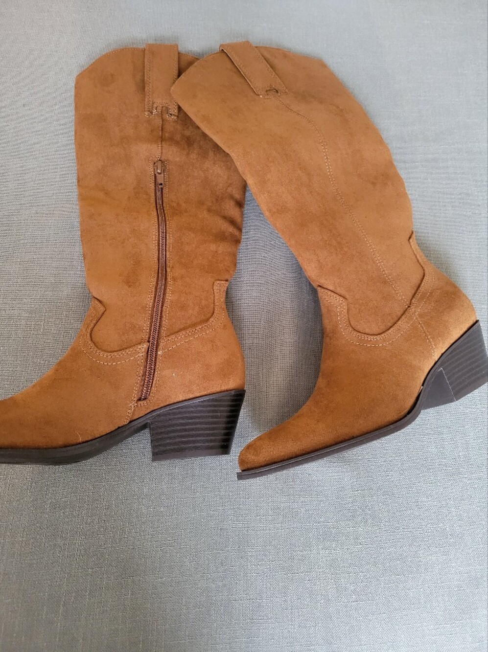 Sonoma Tan Suede Mid-Calf Heeled Boots